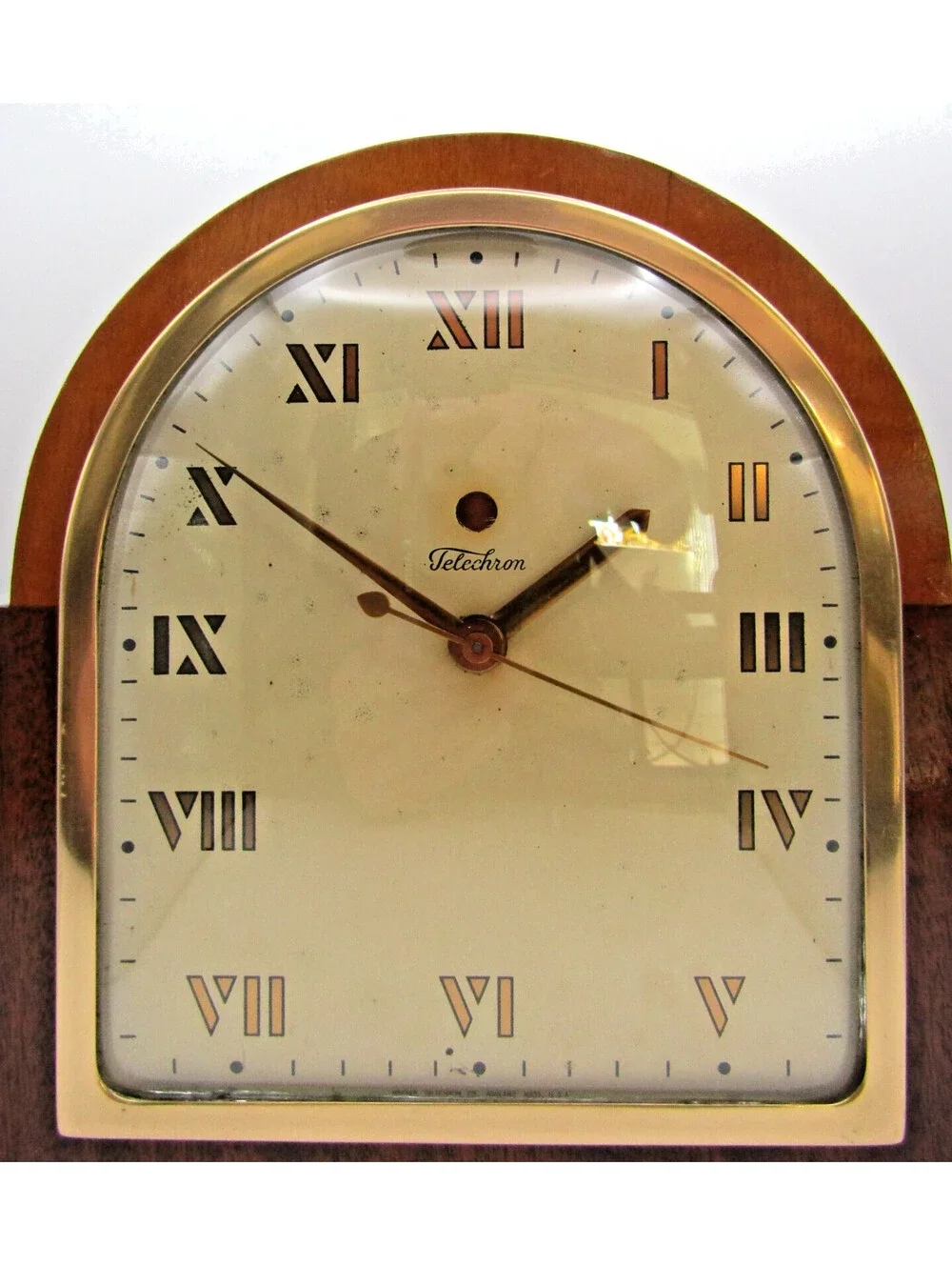 1935 Warren Telechron Co. The Brandon Clock Brown Mahogany and Maple Finish